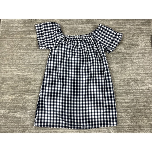 Purple Snow Dresses & Skirts - Purple Snow Dress Womens L Navy Blue Gingham Off The Shoulder Mini RSA3817 Check